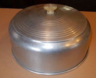 Vintage Farmhouse Cake Food Dish Cover Only Aluminum Plastic Knob 11 " X 5 "