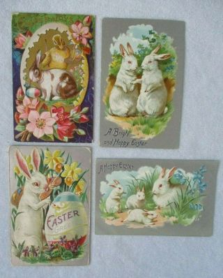 Raphael Tuck Vintage Easter Postcards,  Rabbits,  Bunny,  One Cent Stamps Set Of 4