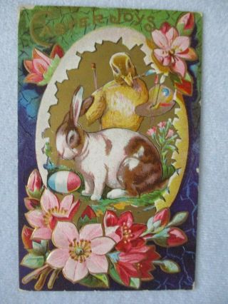 Raphael Tuck Vintage Easter Postcards,  Rabbits,  Bunny,  One Cent Stamps Set of 4 3
