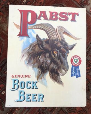 Large Vintage Pabst Bock Beer Cardboard Sign 22 " By 28 "