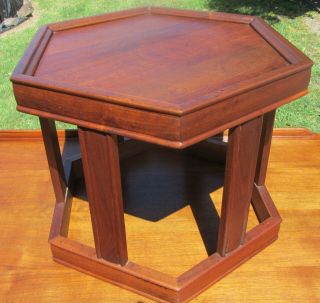 Cool Hexagonal Vintage Mid Century Modern End Table Nightstand 50s 60s
