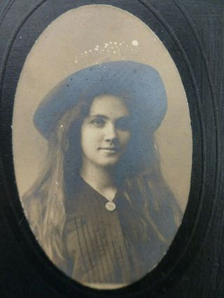 Small Cabinet Card Photo Pretty Girl Long Hair Rimmed Hat Cowgirl? Denver Co