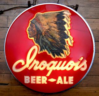Vintage 1953 Iroquois Beer Ale Lighted Sign Native American Chief 20 "
