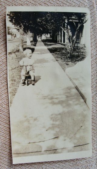 Vintage Photo Cute Little Boy Donald Fisher On His Tricycle Great Perspective