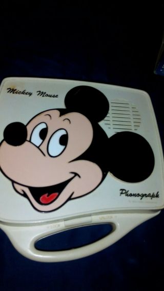 Vintage 1970s Shelcore Walt Disney Mickey Mouse Phonograph Record Player
