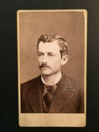 Antique B&w Cdv Young Man A.  N.  Staufer & Co.  Photographers Mount Pleasant Pa