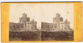 Stereoview - Deans Views Of The Isle Of Man - St Germans Cathedral Peel Castle