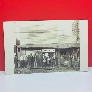 Postcard Vintage Post Card Ephemera Vtg Black White Pool Hall Bar Western Cowboy