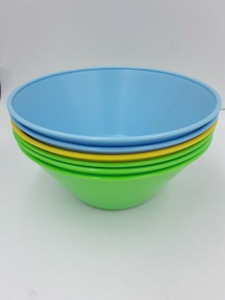 Vintage Set Of 6 Colorful Plastic Margarine Butter Tubs Bowls Retro Kitchen