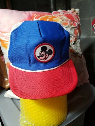 Vintage 60s 70s Disney Mickey Mouse Snap Back Cap Hat