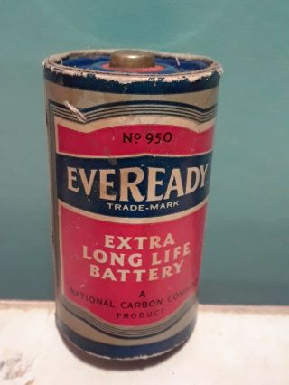 Vintage 1942 Eveready D Battery No.  950 National Carbon Co.  Paper Label.  4