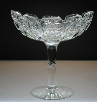 Vintage Abp American Brilliant Period Cut Glass Footed Oval Compote