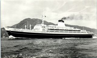 Postcard Rppc Italian Line Leonardo Da Vinci Steam Ship Ocean Liner 1960 Cancel