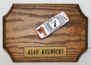 Alan Kulwicki 7 Stock Car On Wood Sign 8 " X 5 1/2 "