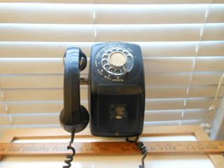 Vintage Rotary Dial Telephone Wall Mount Black Aeco Automatic Electric Co.