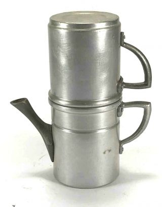 Vintage Travel Flip Drip Aluminum Espresso Coffee Maker Pot Italy - Medaglia ?