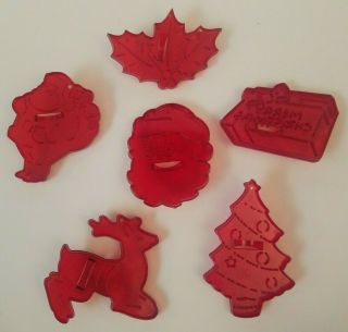 Vintage Christmas Cookie Cutters Hrm Red Clear Santa Tree Present Reindeer Usa