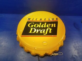 Michelob Golden Draft Lighted Beer Sign Bottle Cap 1992