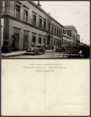 Mexico Culiacan Sinaloa Hotel Rosales Autos Real Photo Rppc Vintage Postcard