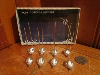 Set Of 8 Vintage Napier Pewter Mouse Cheese Skewers Hor D 