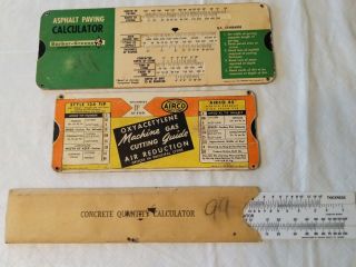 Set Of 3 Vintage Slide Measuring Tools,  Gas,  Concrete,  Asphalt