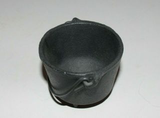 Vintage Black Cast Iron Mini Cauldron Kettle Bucket Pot Footed Canada Forge S22