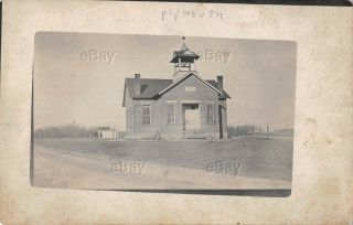 Rppc Real Photo Postcard Plymouth Indiana School House Building Early Posted Ind