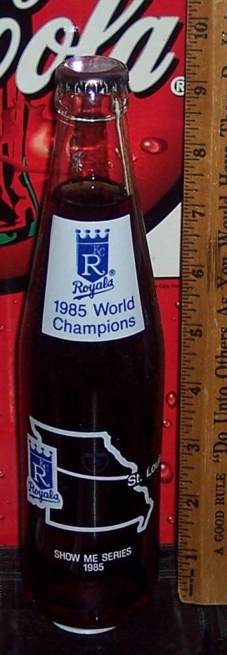 1985 Kansas City Royals World Champions Shoe Me Series 10 Oz Coca Cola Bottle