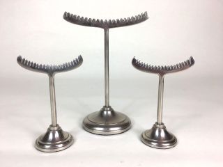 Set Of 3 Vintage Unique Metal Jewelry Stands Displays Industrial Style W/ 