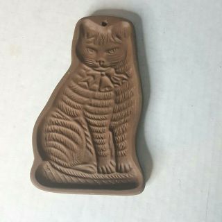 Vintage Hartstone Cookie Mold Tabby Cat Ceramic Stoneware Bow And Bell