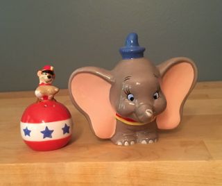 Disney Dumbo And Timothy On Ball Salt And Pepper Shaker Ceramic,