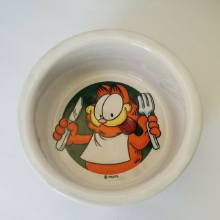 Vintage Garfield Cat Or Dog Food Bowl Dish " Feed Me " Paws