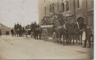 Old Vintage Photo Work Horse Stagecoach People Fashion Street Buildings F2