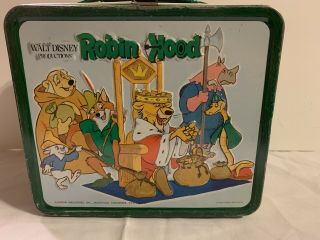 Vintage Aladdin 1973 Disney Robin Hood Metal Lunch Box