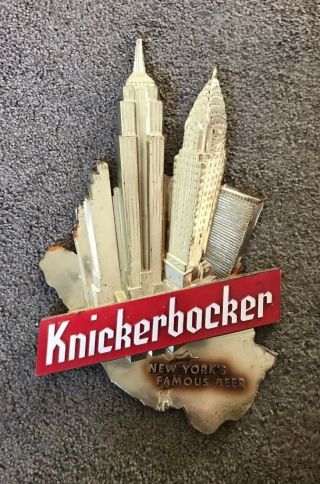 Vintage Knickerbocker Beer Sign W/ Empire State Building Nyc Skyline York Ny