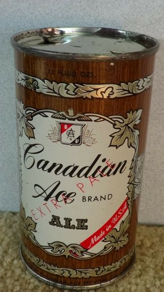 Old Canadian Ace Ale " Red Band " Flat Top Beer Can