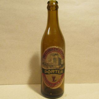 Mcdonagh & Shea Porter Pre Prohibition Embossed Beer Bottle With Label Winnipeg