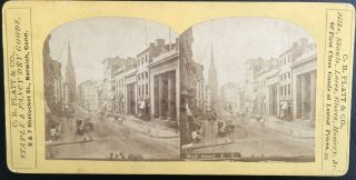 Early 1860s Wall St.  Trinity Church York City Stereoview Platt Or Anthony Nr