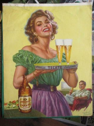 1950s Marilyn Monroe ? Tecate Beer Advertising Jesus Helguera Mexican Poster