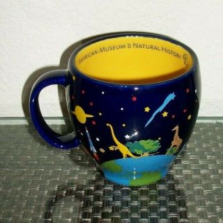 Vtg? American Museum Of Natural History Dinosaur Space Planet Blue Yellow 16 Oz