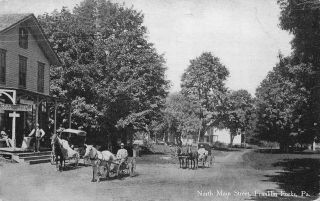 Vintage 1911 Postcard North Main Street Franklin Fords Pennsylvania Horse Buggy