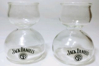 Set Of 2 Jack Daniels Old No.  7 Glass Candle Stick Holders