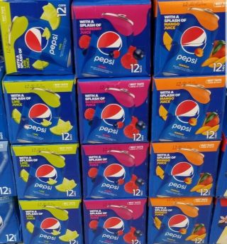 1x 12oz 12pk Pepsi With Real Juice Mixed Up Flavors Mango Lime Blueberry 4 Each