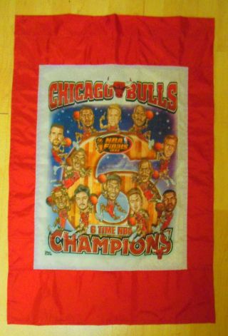 90s Vintage Chicago Bulls 1998 Finals 6 Time Nba Champions Banner Flag