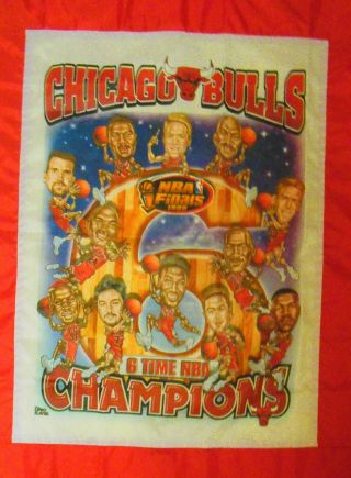 90s Vintage CHICAGO BULLS 1998 Finals 6 TIME NBA CHAMPIONS Banner Flag 2