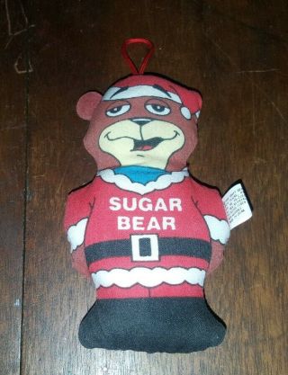 Post Honey Crisp Cereal Mascot Sugar Bear Honey Plush Santa Christmas Ornament