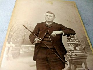 Cabinet Card Photograph/ Gentleman With A Cane/big Rapids,  Mich.