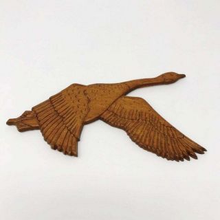 Vintage Wall Hanging Carved Wood Wooden Goose Geese Flying Mid Century Modern
