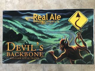 Real Ale Brewing Vintage Devils Backbone Metal Sign 24”x14 1/4” Hard To Find Oop