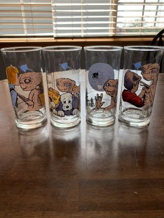 Vintage E.  T.  Drinking Glasses Universal City Studios Edition 1982 Set Of 4